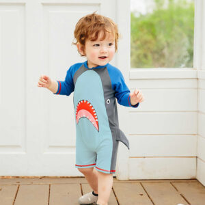Baby Boy Sun Protection Swimsuit – Quick-Dry One-Piece Swimwear with Back Zipper & UV Shield for Summer Fun