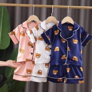 Kids Cotton Bear Pajama Set – Soft & Breathable Summer Sleepwear for Boys and Girls