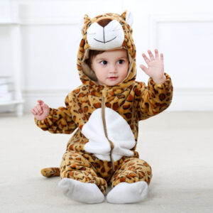 Leopard Print Baby Fleece Jumpsuit – Warm, Cozy & Stylish Winter Outfit for Babies