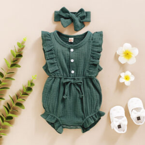 Toddler Girl Summer Romper – Floral Cotton Jumpsuit with Adjustable Straps & Pockets