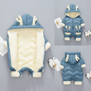 Baby Velvet Romper with Hood – Soft Winter Jumpsuit for Newborns & Toddlers