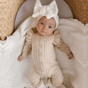 Baby Girl Knitted Jumpsuit – Soft Long Sleeve Romper for Everyday Comfort & Style