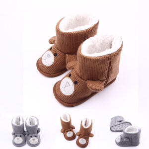 Adorable Baby Girl Winter Boots with Bear Design – Warm, Soft & Anti-Slip