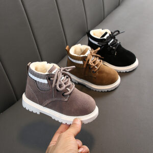 Baby side zipper and velvet warm cotton boots